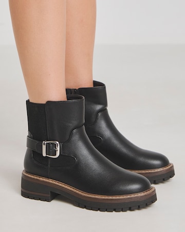 Heavenly Soles Blake Ankle Chelsea Boots with Buckle - Extra Wide Fit (EEE)