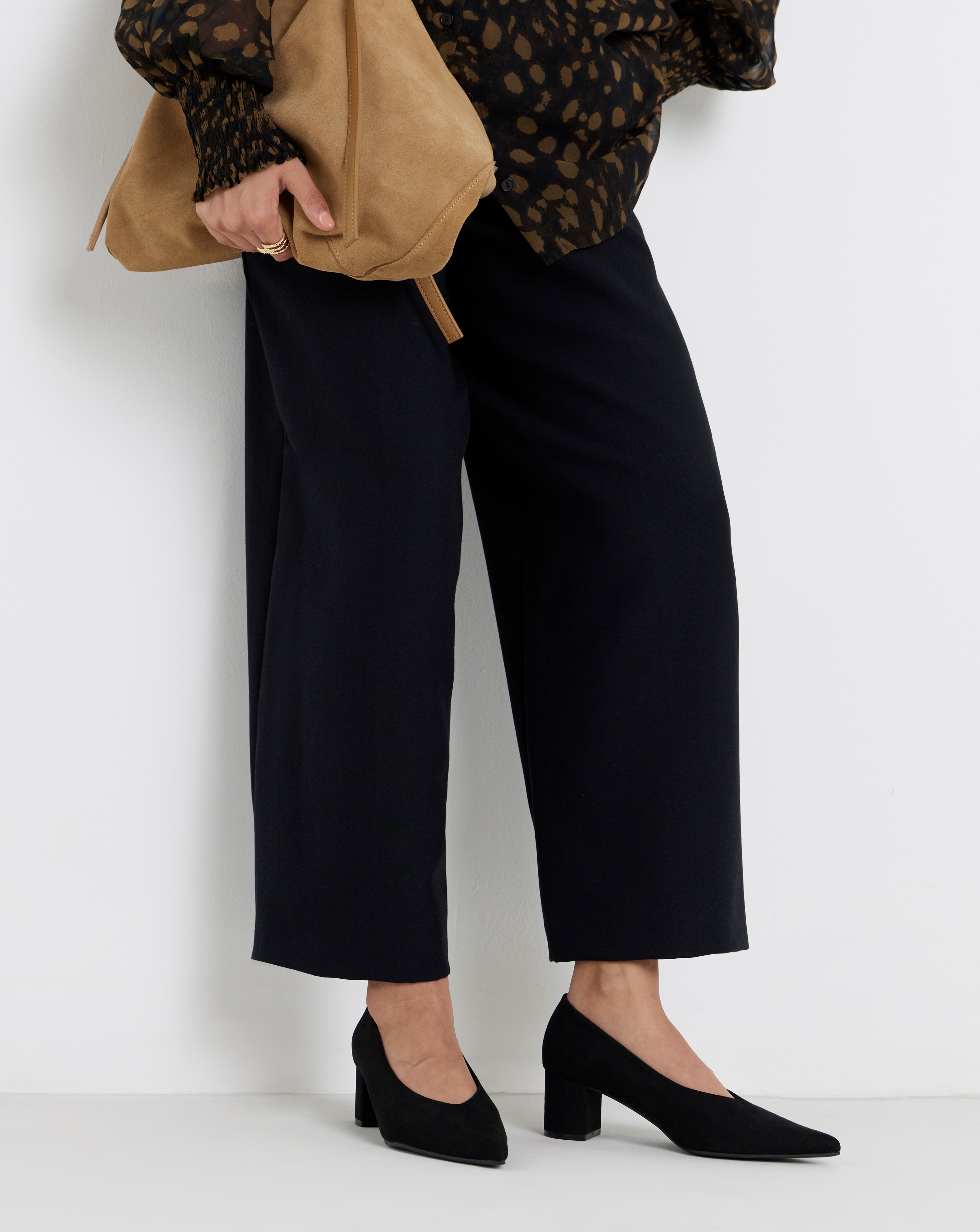 V Cut Heeled Court Shoes Ex Wide