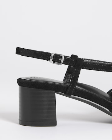 Patty Low Heel Pointed Toe Leather Slingback Shoes - Wide Fit (E)