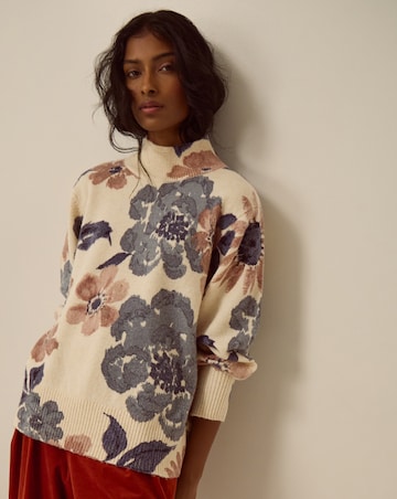 Monsoon Olive High Neck Floral Jumper