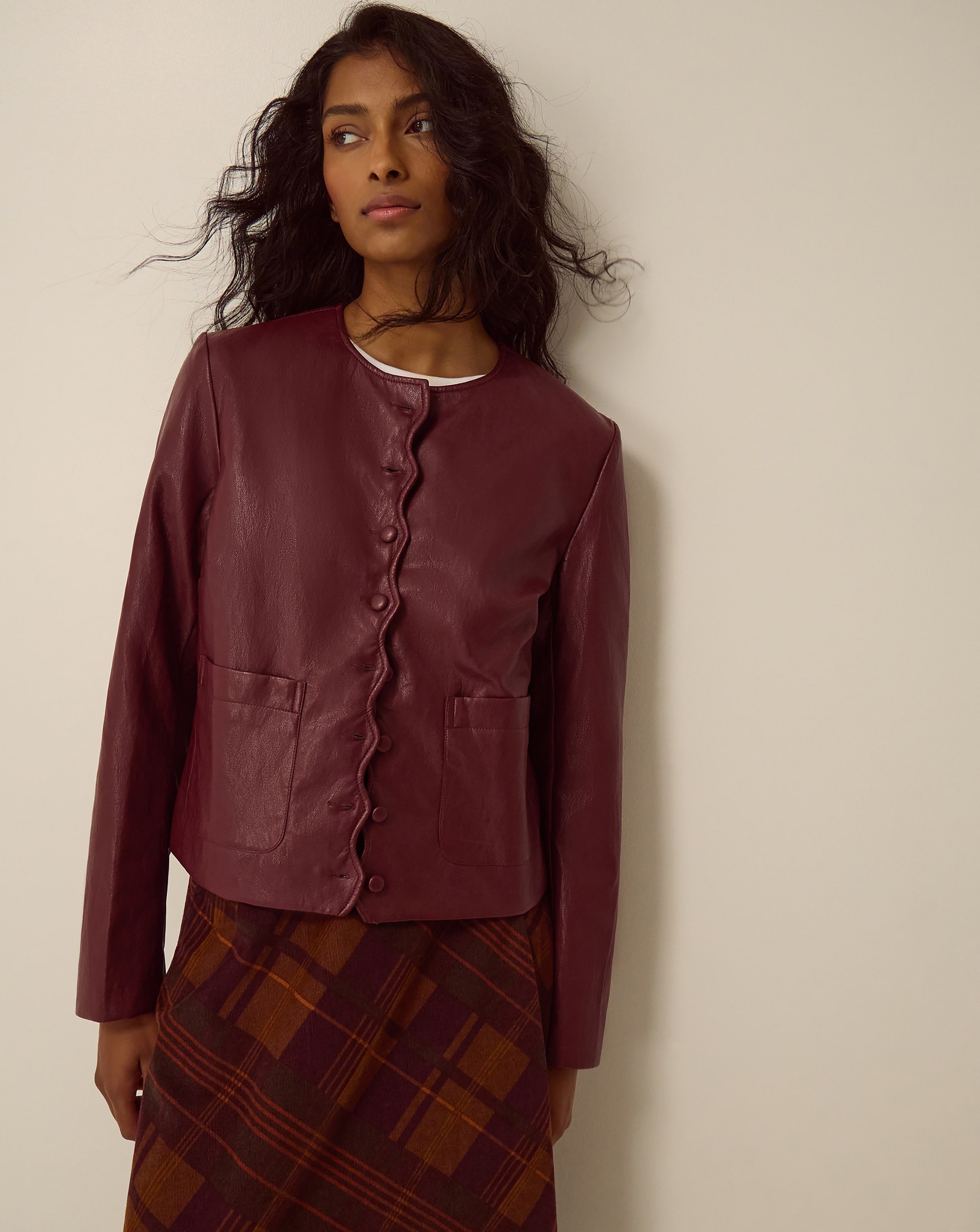Monsoon Penelope Scallop Leather Jacket