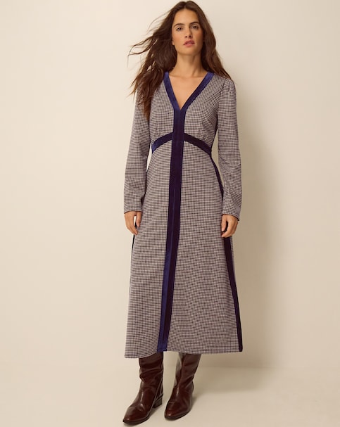 Monsoon Claude Houndstooth Midi Dress