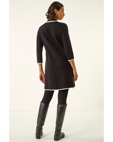 Roman Contrast Zip Collared Knit Dress