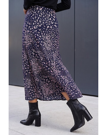 Roman Linear Floral Stretch Midi Skirt