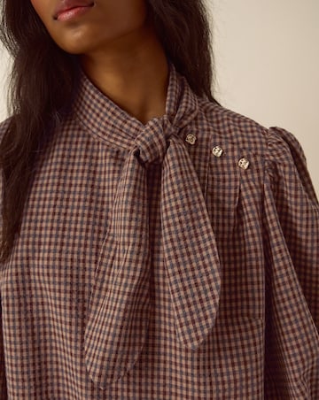 Monsoon Myla Tie Neck Gingham Top