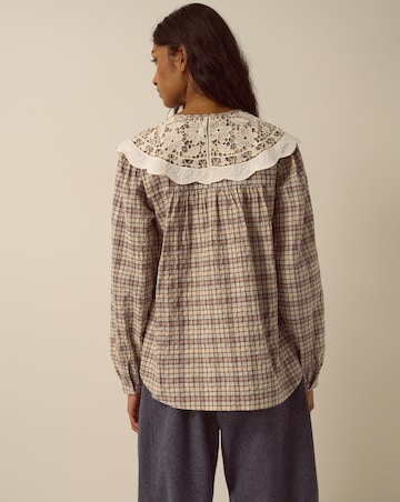 Monsoon Thea Lace Collar Check Shirt