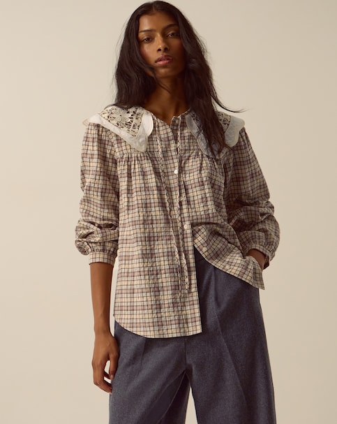 Monsoon Thea Lace Collar Check Shirt