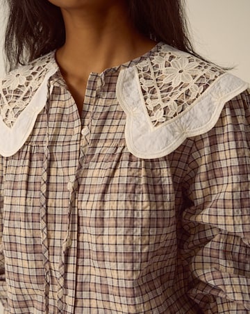 Monsoon Thea Lace Collar Check Shirt