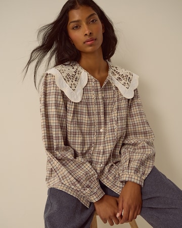 Monsoon Thea Lace Collar Check Shirt