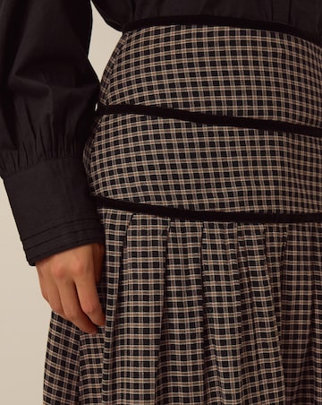 Monsoon Elise Check Print Midi Skirt