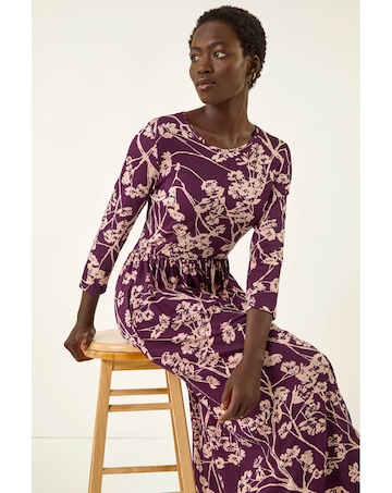 Roman Shadow Floral Stretch Midi Dress