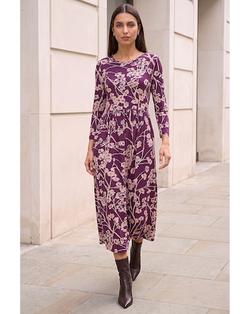 Roman Shadow Floral Stretch Midi Dress