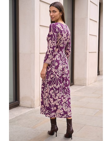 Roman Shadow Floral Stretch Midi Dress