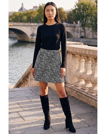 Roman Floral Jersey Stretch Skater Skirt