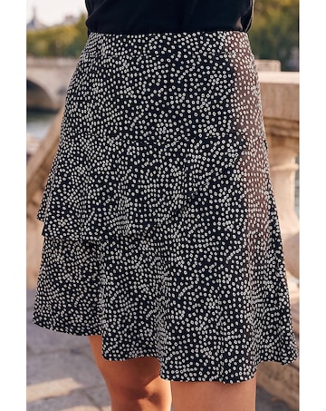 Roman Floral Jersey Stretch Skater Skirt