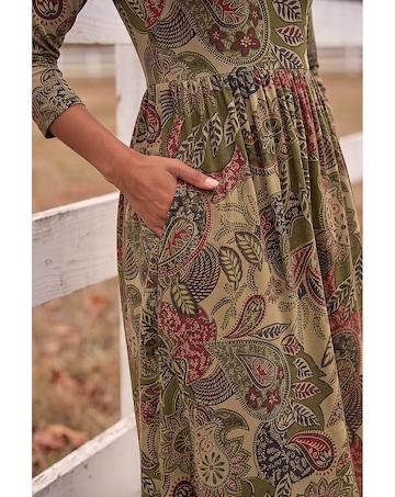 Roman Paisley Print Stretch Midi Dress