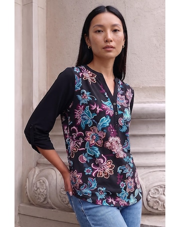 Roman Floral Puff Print Stretch Shirt