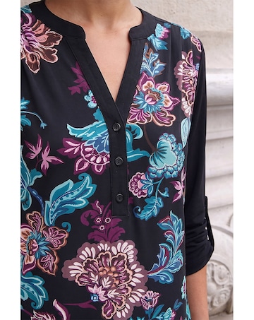 Roman Floral Puff Print Stretch Shirt