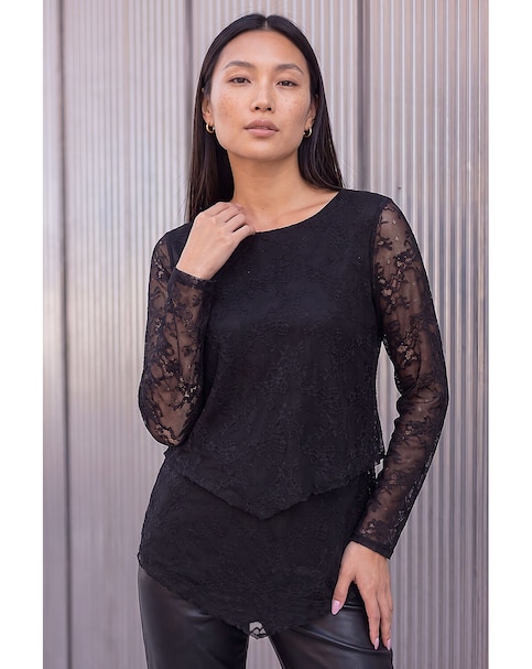 Roman Lace Layered Hem Top