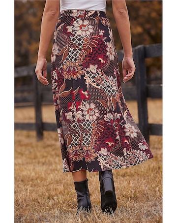 Roman Floral Paisley Print Skirt