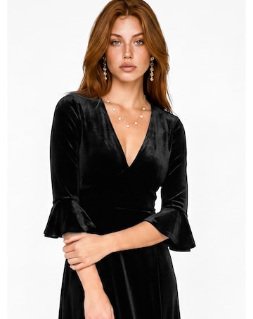 Maya Deluxe V Neck Velvet Maxi Dress
