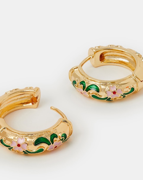Accessorize Enamel Floral Hoop Earrings