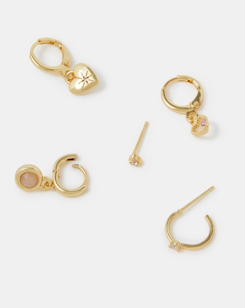 Accessorize 5pk Gold Stud/Hoop Earrings