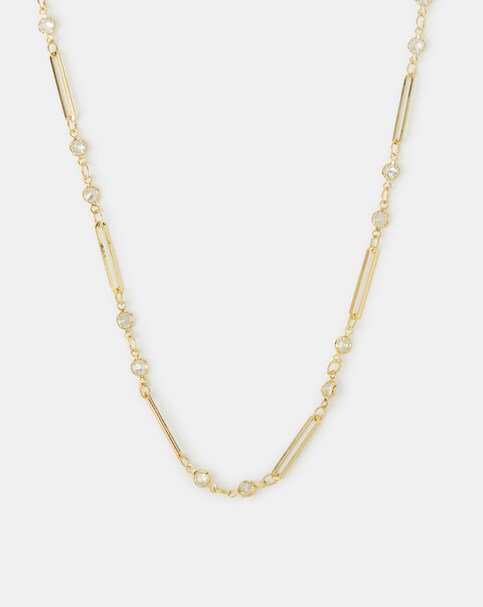Accessorize Gold CZ Paperclip Necklace
