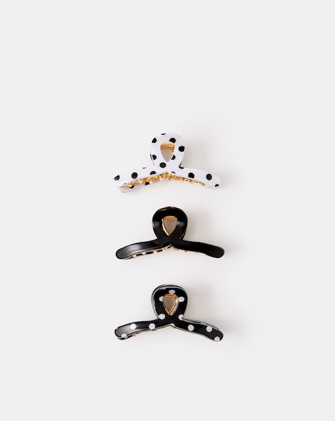 Accessorize 3pk Polka Dot Claw Clips