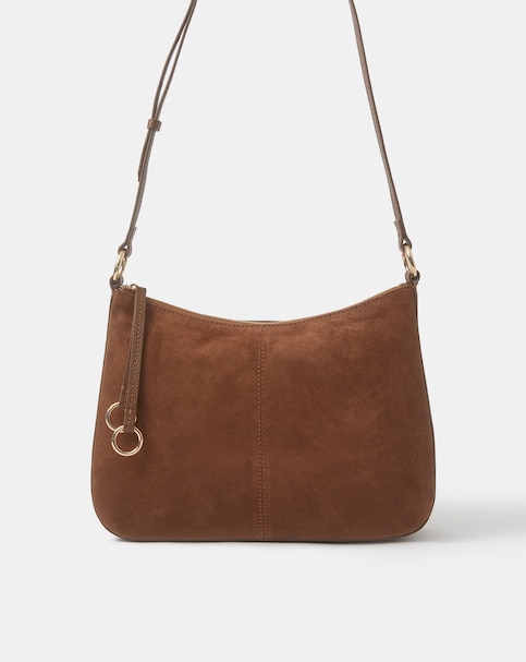 Accessorize Curved Suede Crossbody Bag