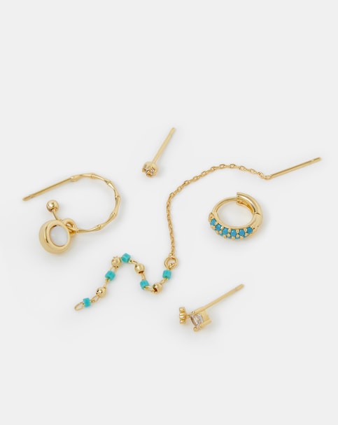 Accessorize 5pk Gold Stud/Hoop Earrings