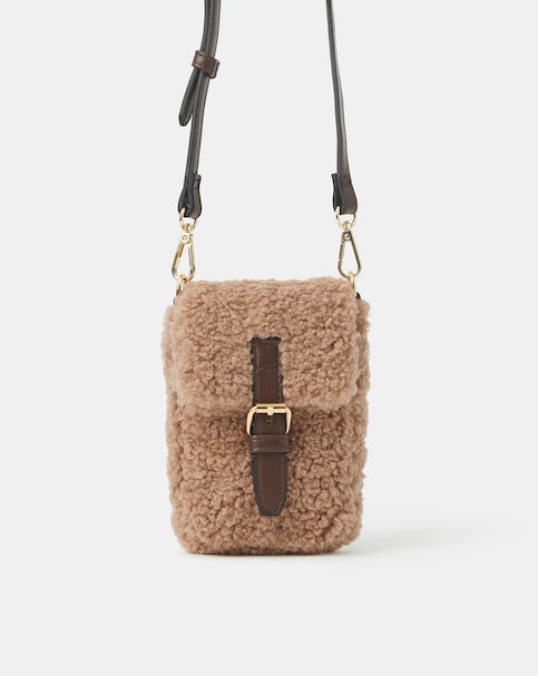 Accessorize Faux Shearling Phone Bag