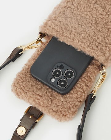 Accessorize Faux Shearling Phone Bag