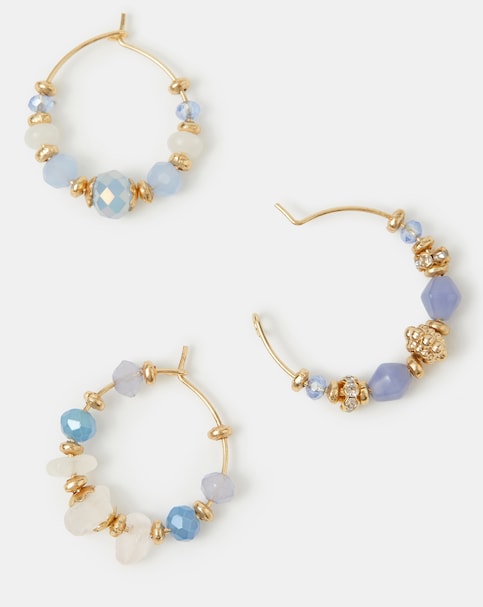 Accessorize 3pk Beaded Hoop Earrings