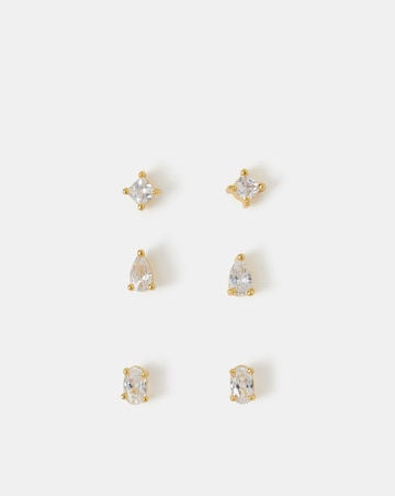 Accessorize 3pk Gold Stone Stud Earrings