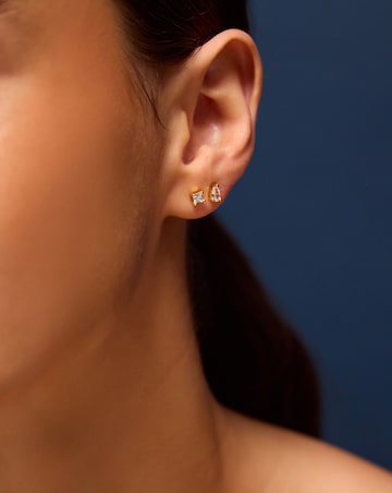 Accessorize 3pk Gold Stone Stud Earrings