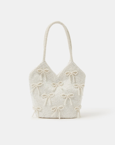 Accessorize Pearl Bow Beaded Bridal Bag
