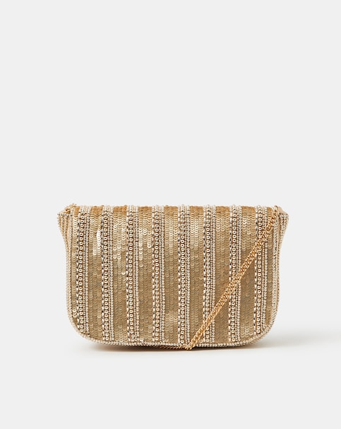 Accessorize Beaded Fold-Over Clutch Bag