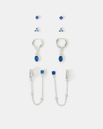 Accessorize 4pk Stud/Chain Hoop Earrings