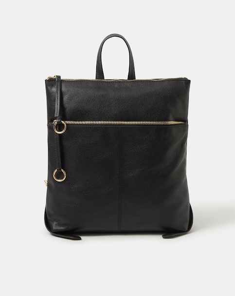 Accessorize Double Zip Leather Backpack