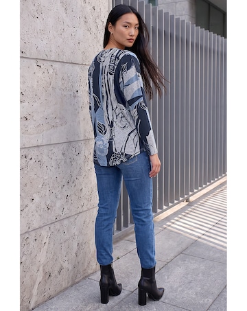 Roman Floral Stretch Jersey Zip Top