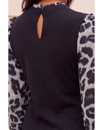 Roman Animal Print Mix Frill Short Dress