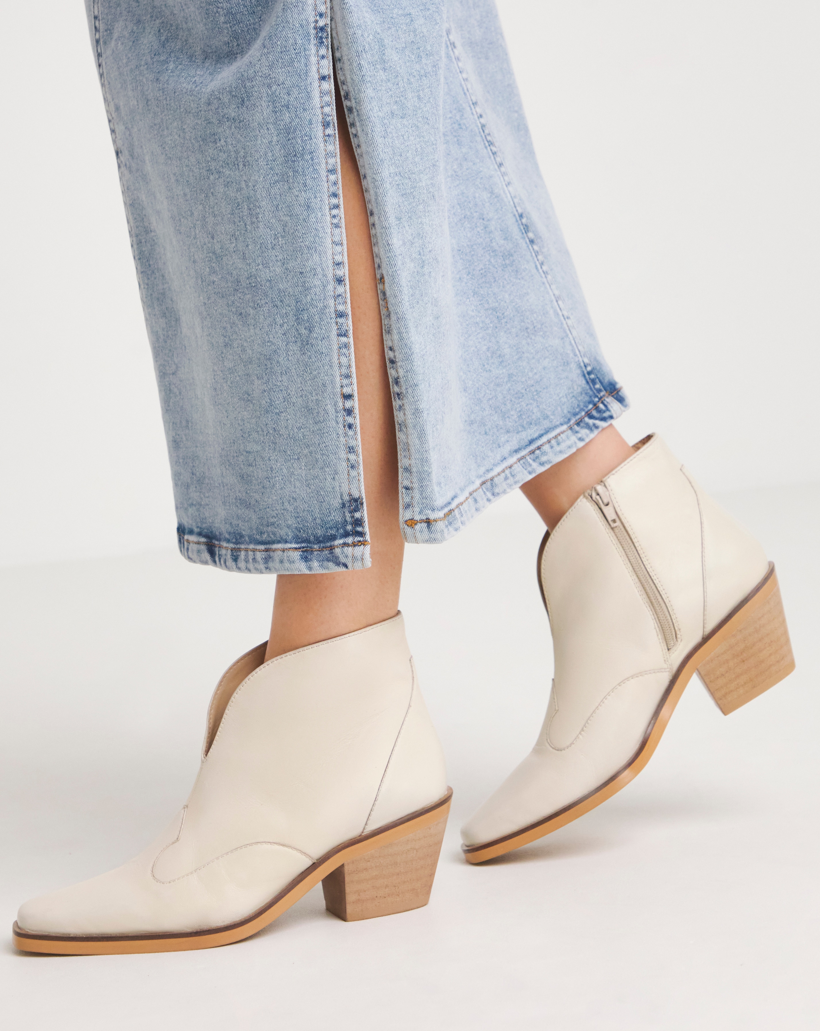 V Cut Western Ankle Boot Wide