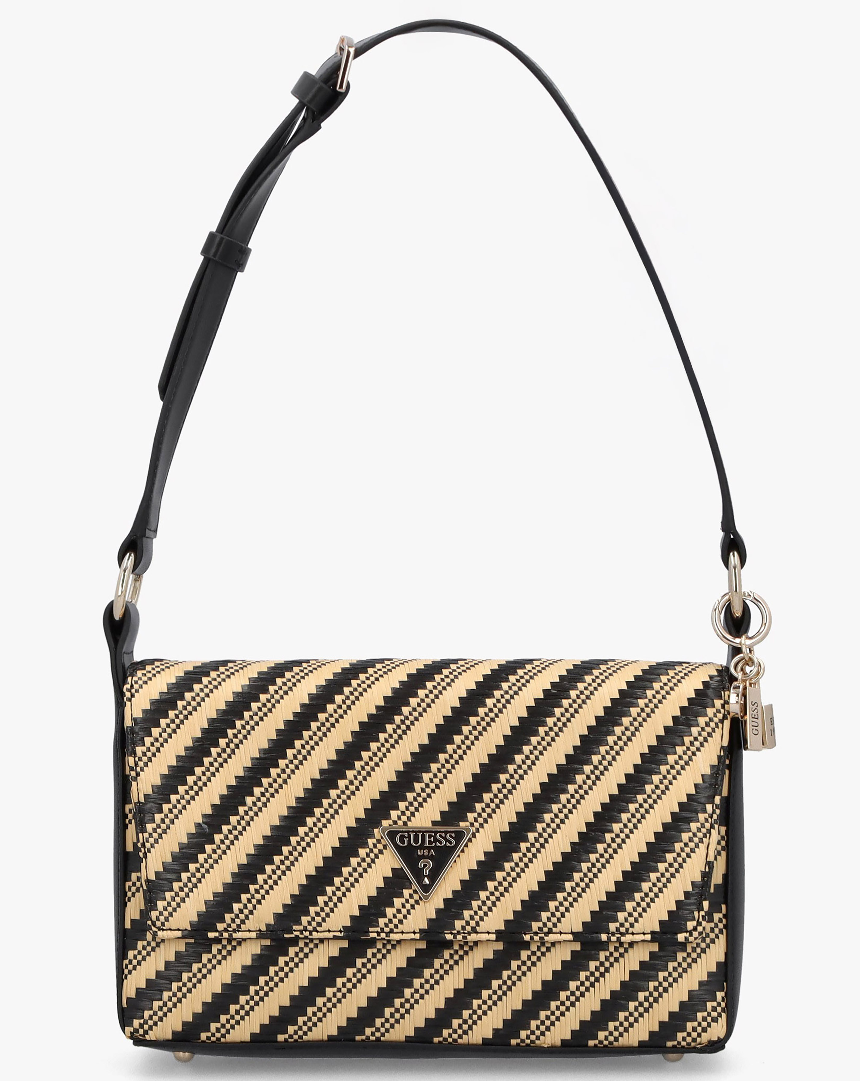 New In - Guess Simona Woven Black Shoulder Bag