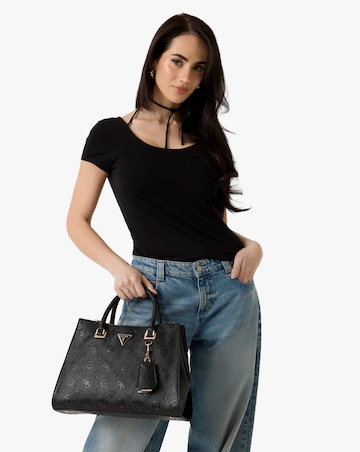 Guess Cresidia II Society Black Satchel Bag