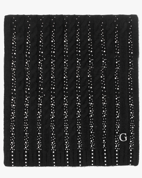 Guess Black Knitted G Logo Diamante Scarf