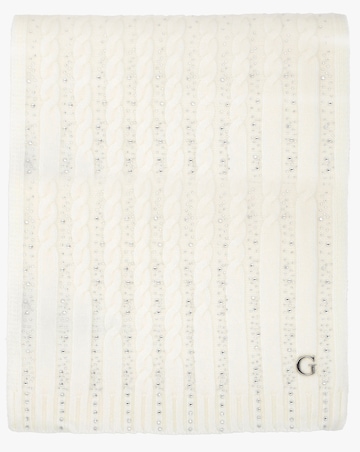 Guess Cream Knitted Logo Diamante Scarf