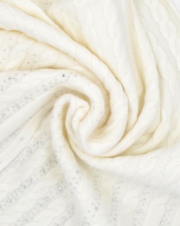 Guess Cream Knitted Logo Diamante Scarf