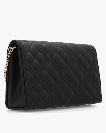 Love Moschino Diamond Quilt Flapover Black Cross-Body Bag