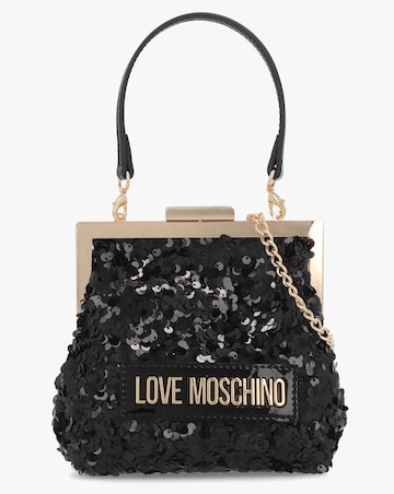 Love Moschino Black Sequin Frame Evening Bag